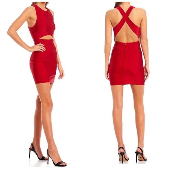 Dear Moon Dresses & Skirts - DEAR MOON NWT Sleeveless Round Neck Cut-Out X-Back Sateen Sheath Dress Red Sz 0